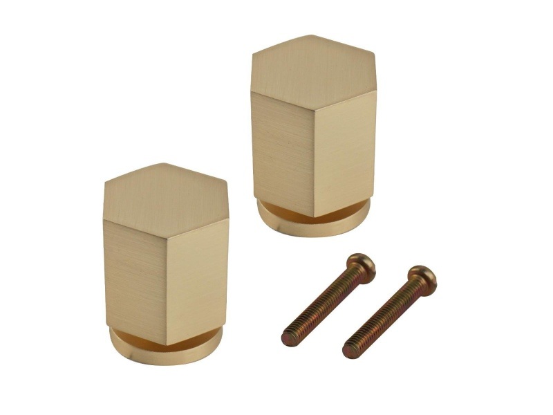 Hexagonal Knob Brushed Brass PK2