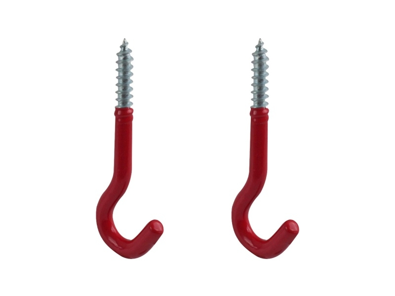 Screw-in Small Round Hooks - Red PVC Coated PK2
