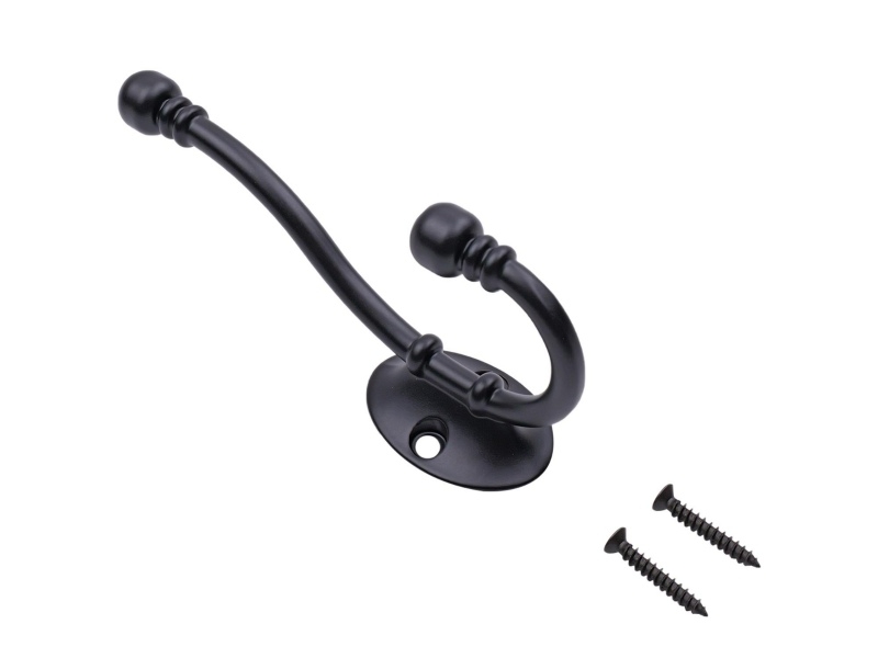 Ball End Hat & Coat Hook Oval Base Black PK1