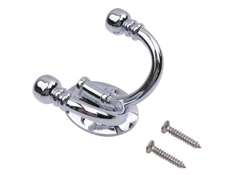 Ball End Double Hook Oval Base Pol Chrome PK1