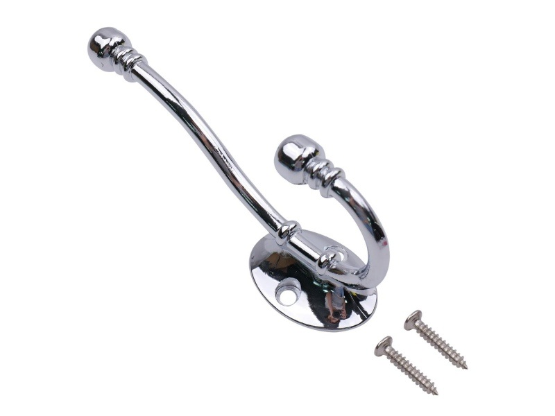 Ball End Hat & Coat Hook Oval Base Pol Chrome PK1